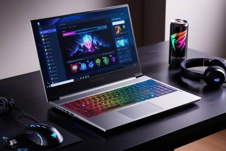 Notebook gamer económica con teclado retroiluminado en uso